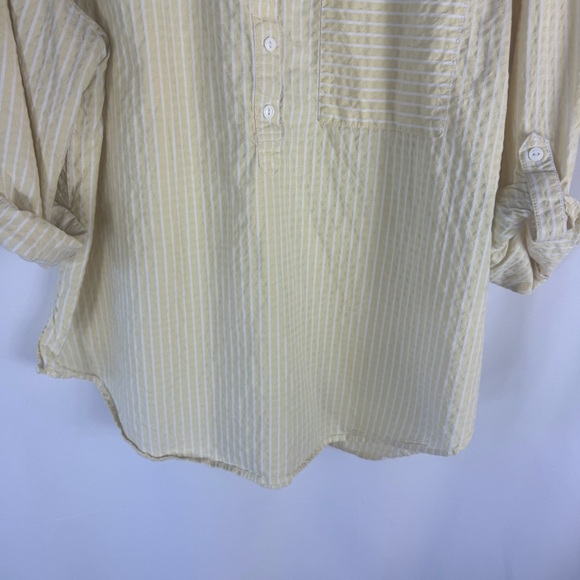 Chico's Light Yellow Striped Button Down Shirt, Tunic Shirt Size:4 USA 20/22 - Picture 9 of 13